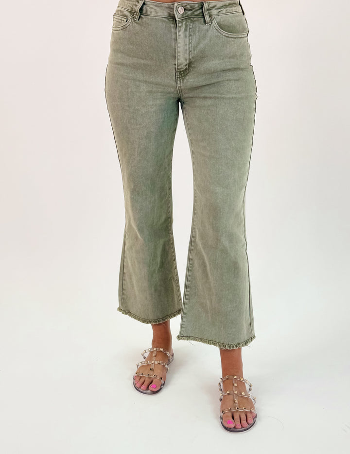 The perfect Crop jean Zenana - Acid wash olive