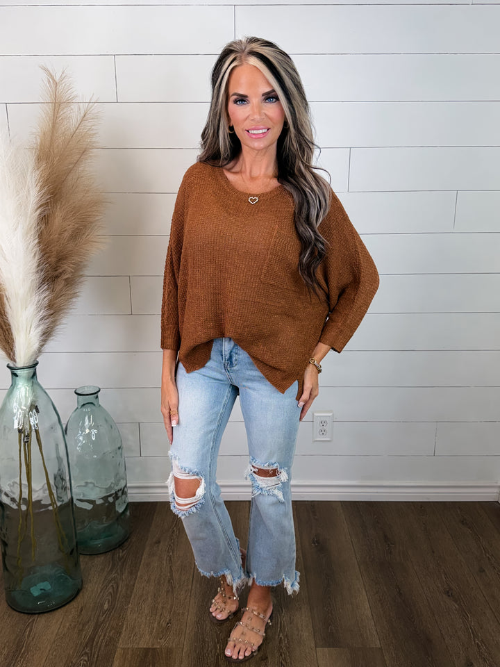 Autumn Mornings Rust Knit Sweater