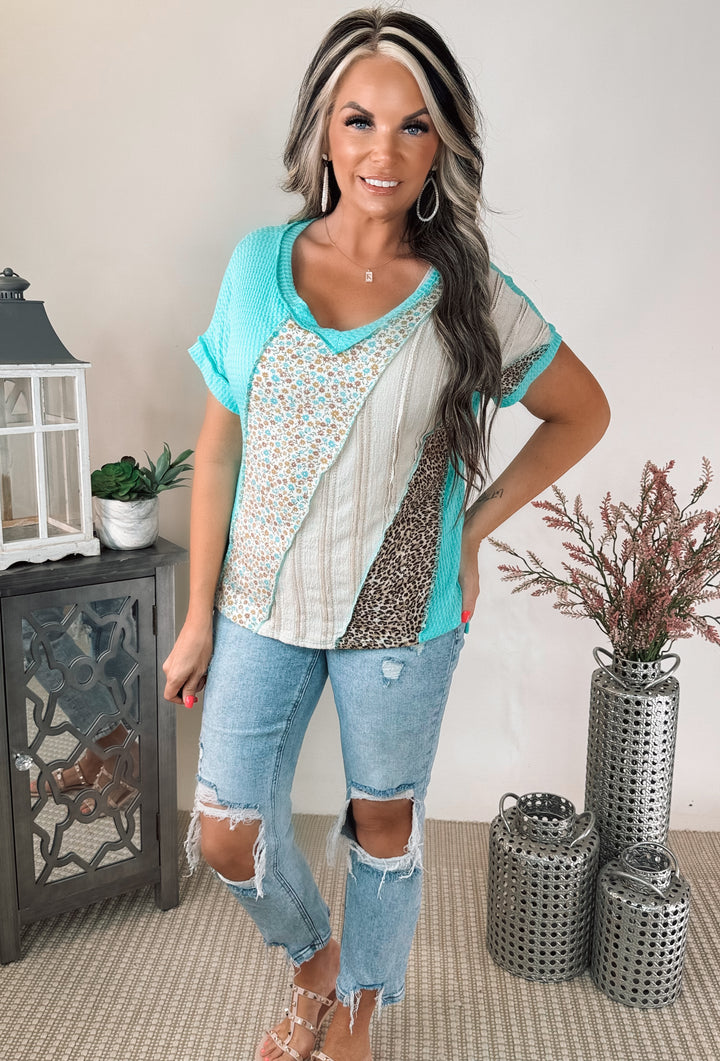 Mint Patchwork Top