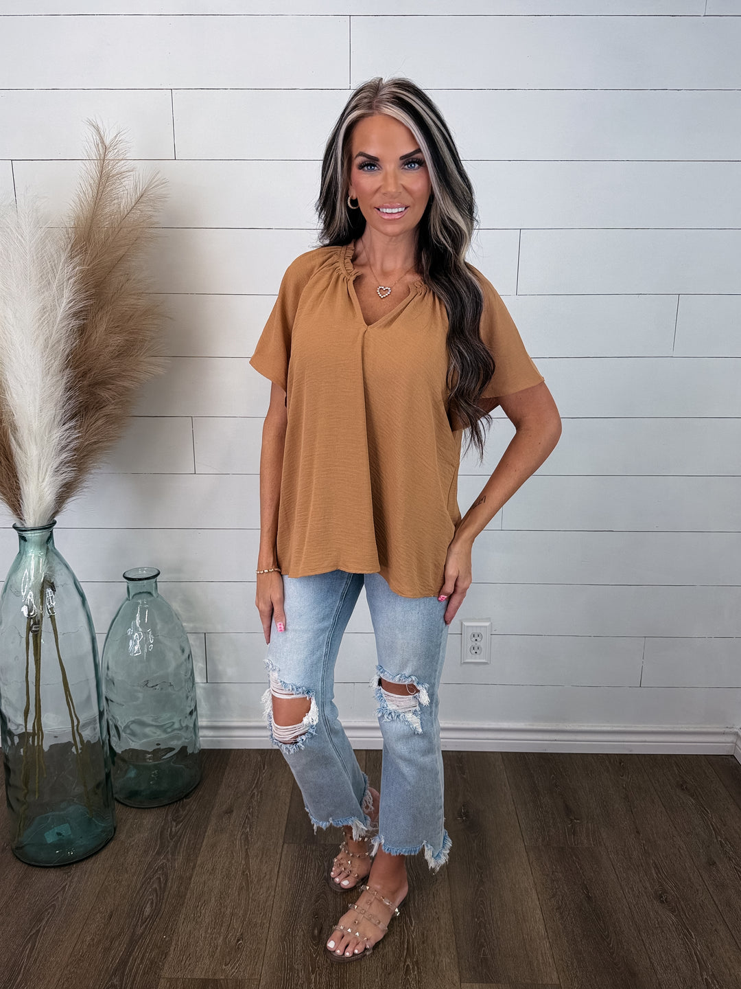 Softly Spoken Ruffle Neck Top