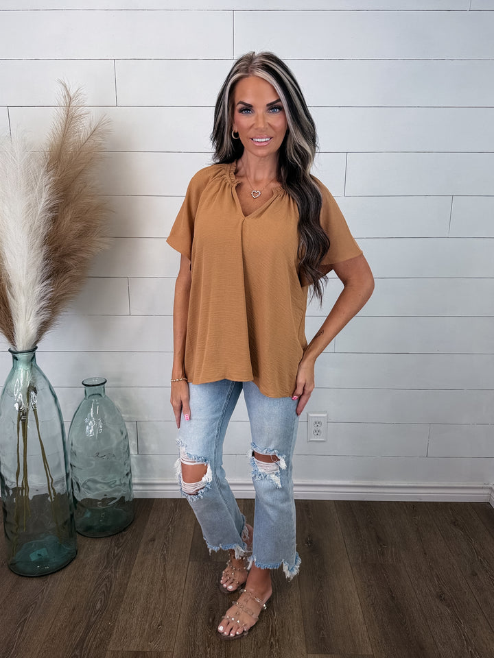 Softly Spoken Ruffle Neck Top