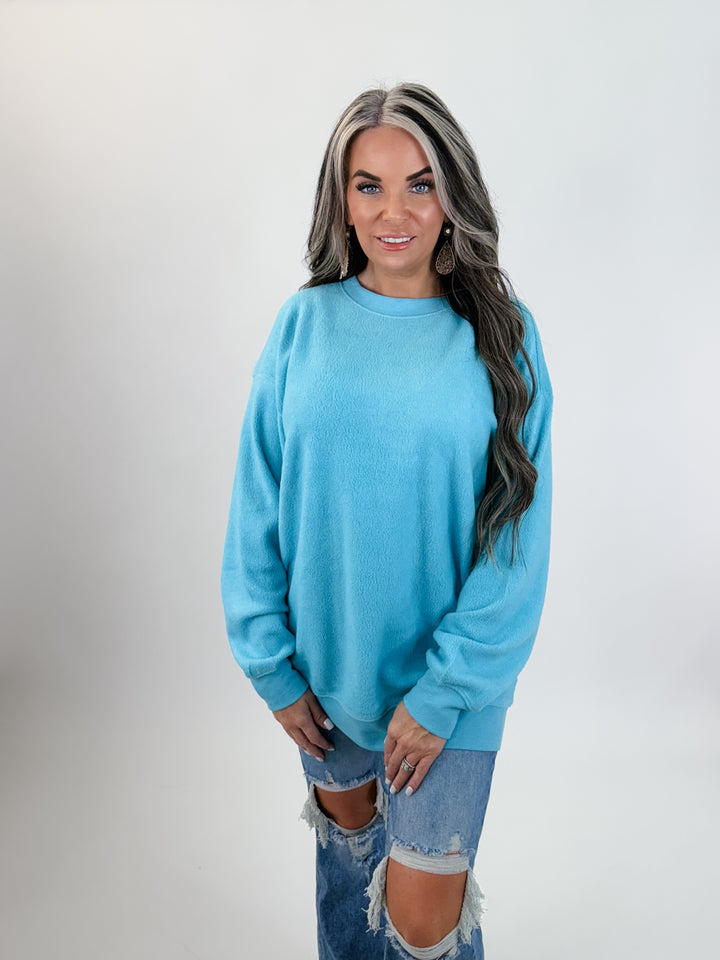 Oversized Crewneck Casual Sweatshirt blue