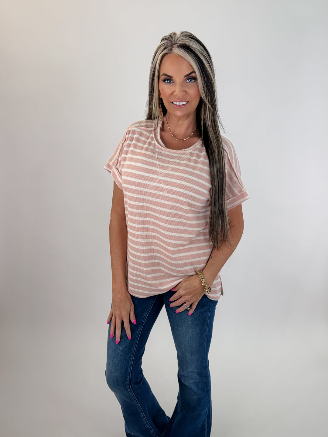 Blush Stripe Relaxed Top