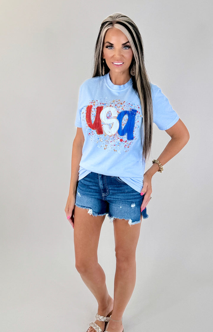 *PRE ORDER *USA PAINT SPLATTER GRAPHIC TEE ships