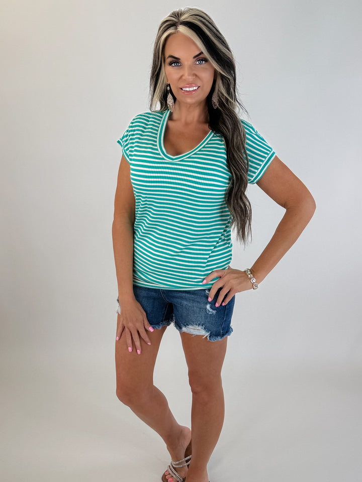Everyday Stripe V-Neck top