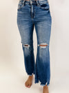 Jaden  High  Rise Distressed Straight wide legs
