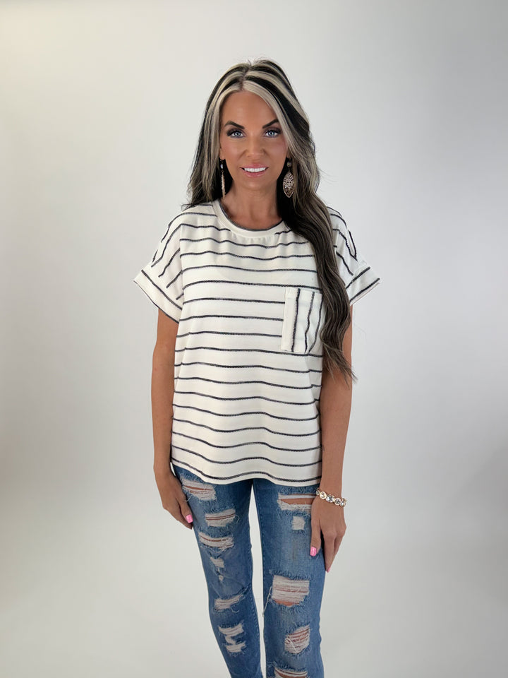 Classic Charm Striped Pocket Top