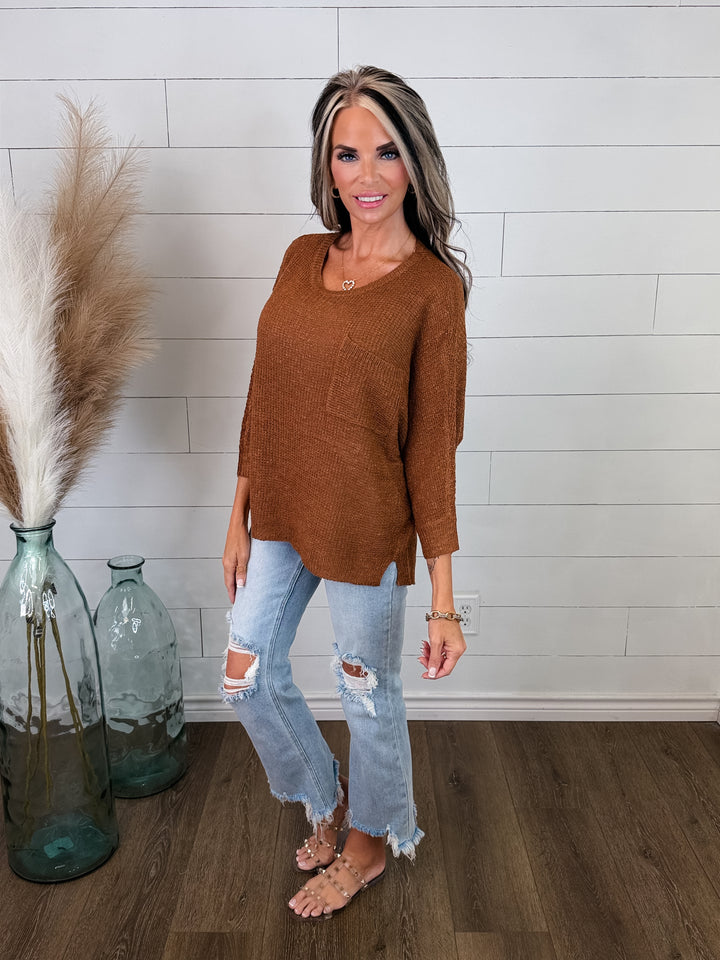 Autumn Mornings Rust Knit Sweater