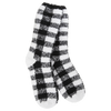 Fireside Cozy Plaid Crew Red World Softest Socks Black