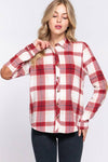 DOORBUSTER Flannel with Suede Patch Button Down Plaid Shirt: Red-Ivory
