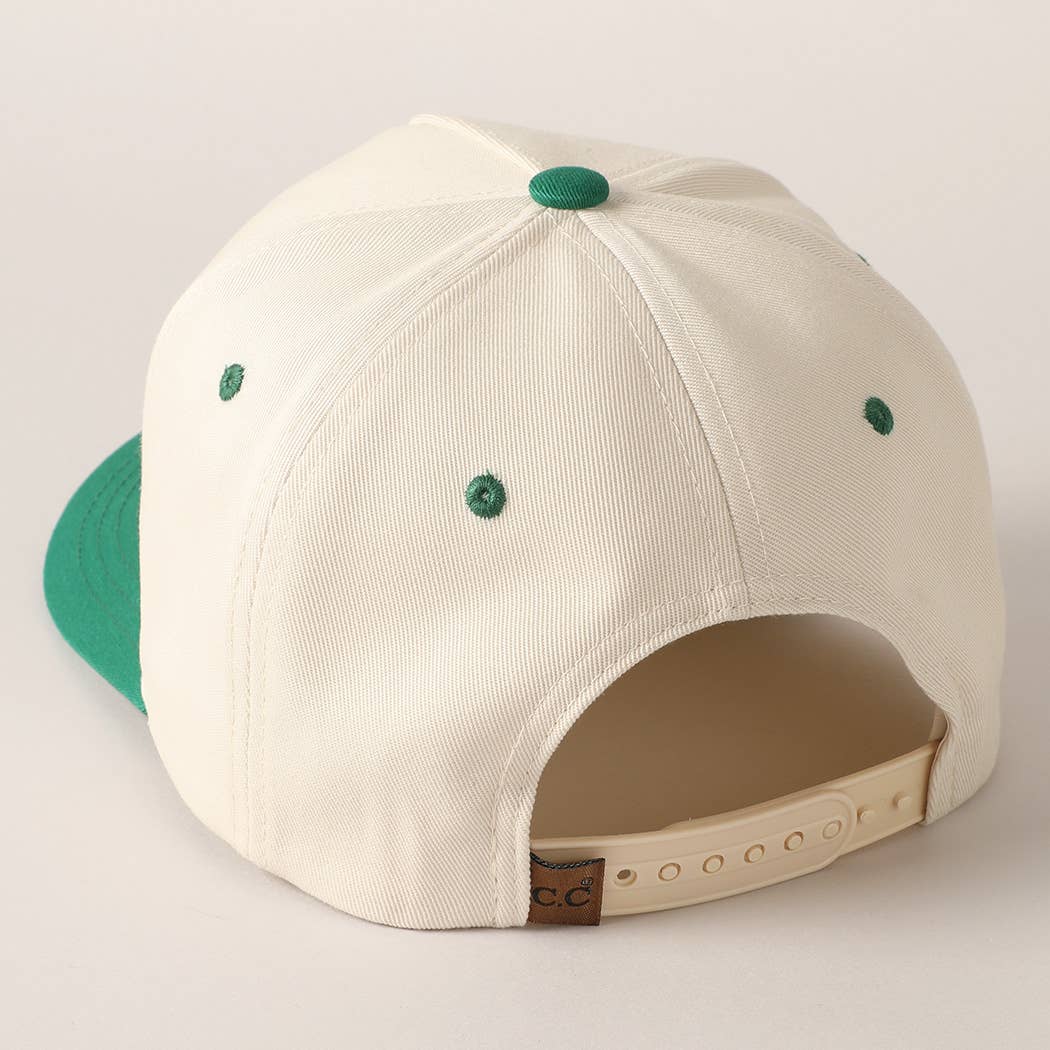 Merry Mama Text Embroidery Canvas Baseball Cap: Green / ONE SIZE