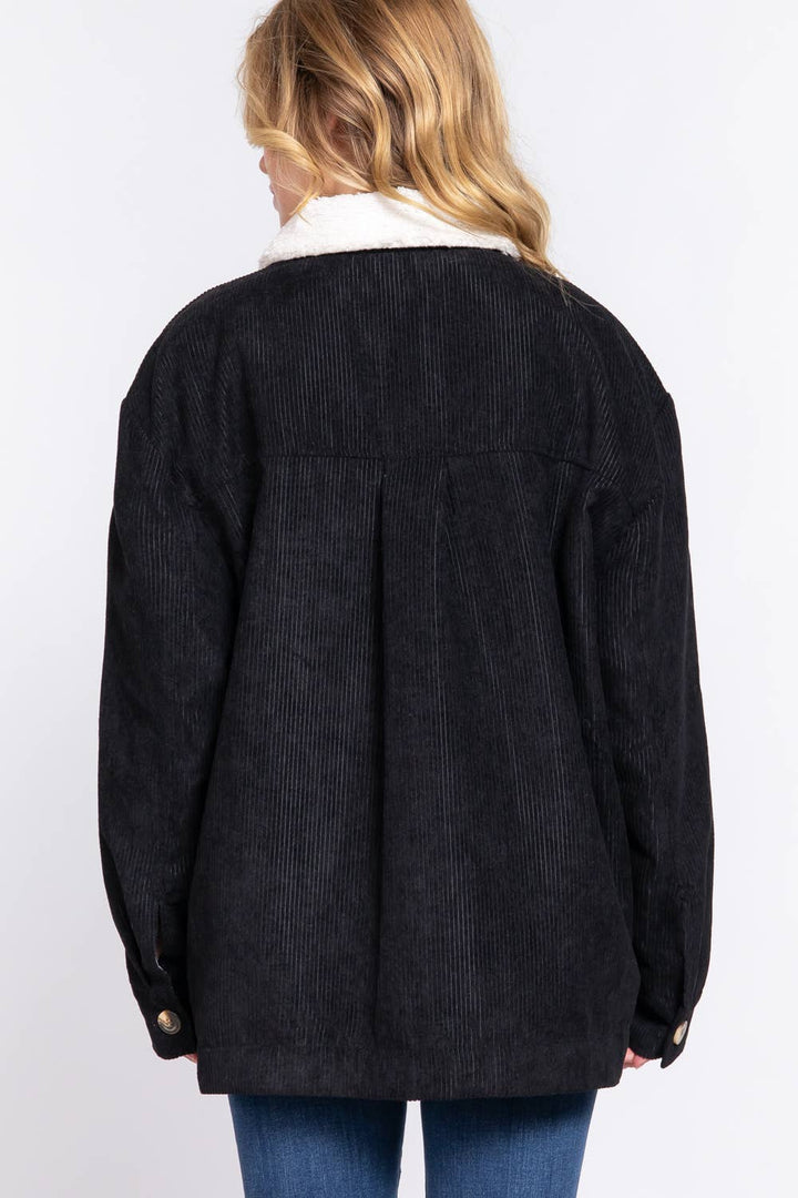 Door Buster Long Sleeve Inside Faux Fur with Pocket Corduroy Jacket