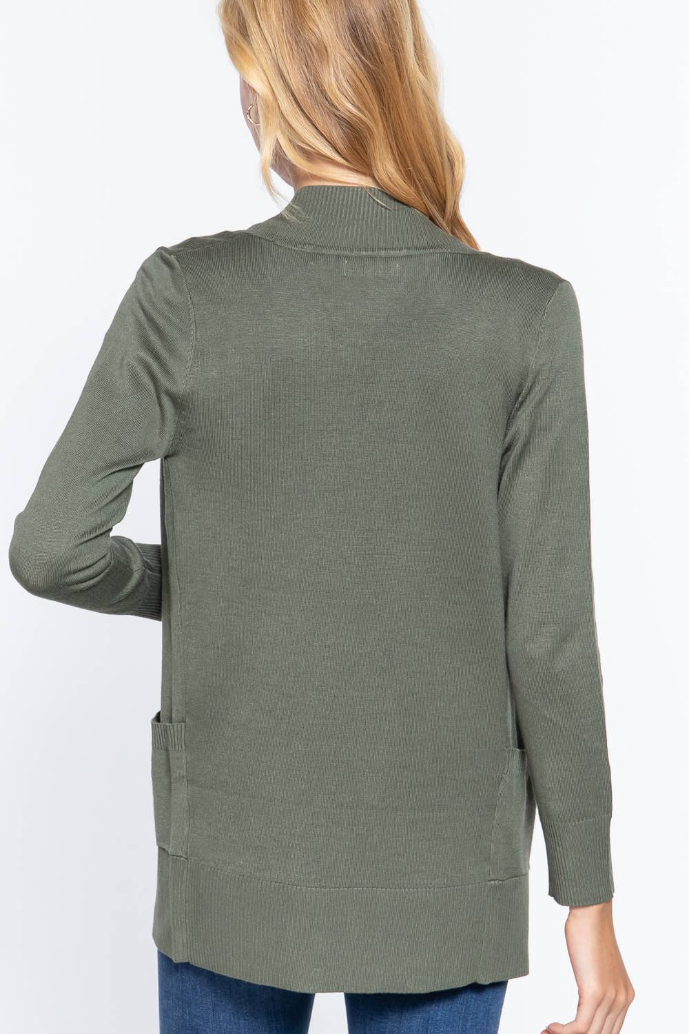 DOORBUSTER Long Sleeve Rib Banded Open Sweater Cardigan: