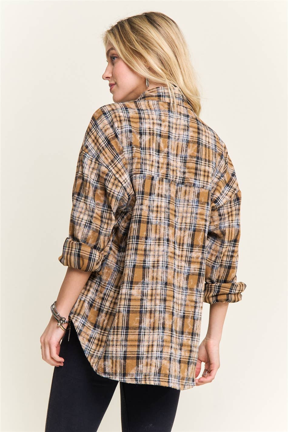 BURNOUT PLAID WASHED-LOOK SHIRT mustard