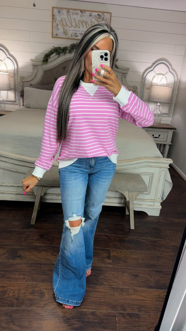 Pink Stripe Lounge Pullover